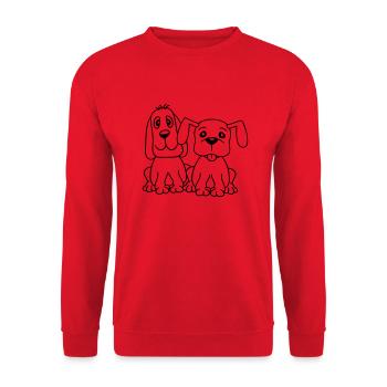 2 chiens équipe assis deux amis équipage heureux - Sweat-shirt Unisexe - rouge - Devant - Alina (178cm) & Michal (187cm)