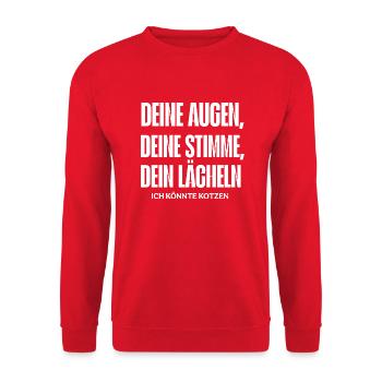 Ich könnte Kotzen - Unisex Pullover - Rot - Vorne - Alina (178cm) & Michal (187cm)