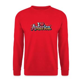 I love America - Unisex Sweatshirt - red - Front - Alina (178cm) & Michal (187cm)