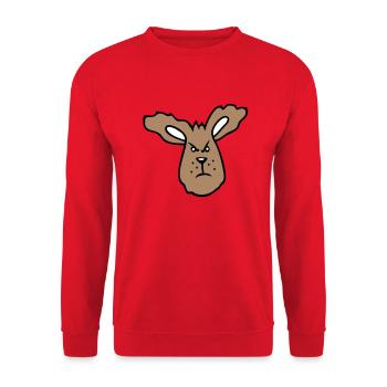 Hase wütend Böse Frech aggressiv hassen Frust Wut - Unisex Pullover - Rot - Vorne - Alina (178cm) & Michal (187cm)