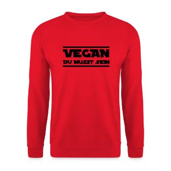 Vegan Du musst sein - Unisex Pullover - Rot - Vorne - Alina (178cm) & Michal (187cm)