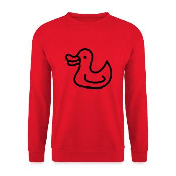 Entchen - Ente - Line - Unisex Pullover - Rot - Vorne - Alina (178cm) & Michal (187cm)