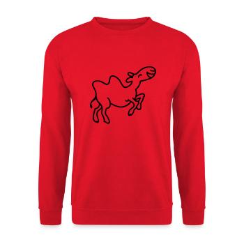 Kamel hat Spaß - line - Unisex Pullover - Rot - Vorne - Alina (178cm) & Michal (187cm)
