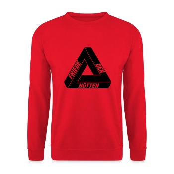 Friede den Hütten - Unisex Pullover - Rot - Vorne - Alina (178cm) & Michal (187cm)