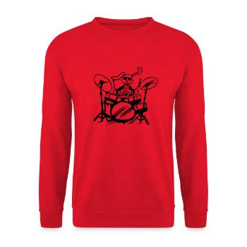 schlagzeug drummer drumstick trommeln hase - Unisex Pullover - Rot - Vorne - Alina (178cm) & Michal (187cm)