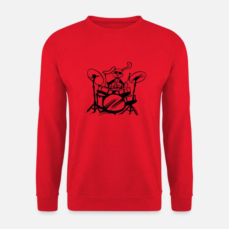 schlagzeug drummer drumstick trommeln hase - Unisex Pullover - Rot