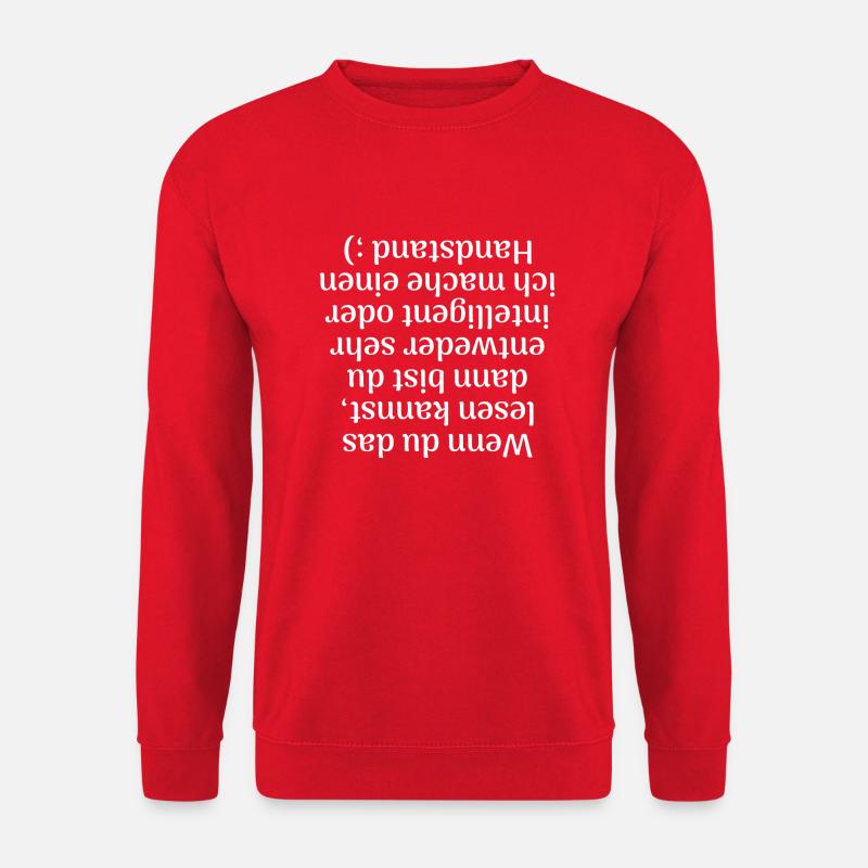 Lustiger Spruch verkehrt herum, Intelligenztest - Unisex Pullover - Rot
