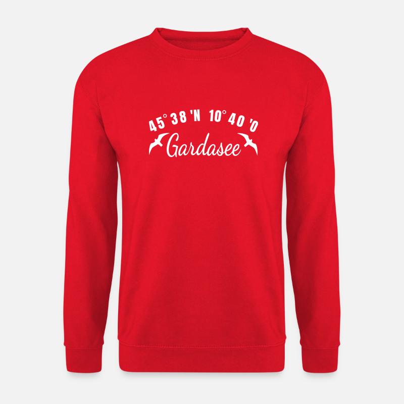 Gardasee Koordinaten Lago Di Garda Urlaub Geschenk - Unisex Pullover - Rot