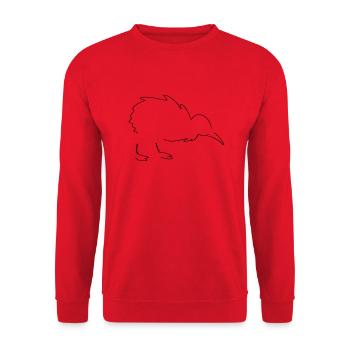 Kiwi Line Art - Minimalist - Unisex Sweatshirt - red - Front - Alina (178cm) & Michal (187cm)