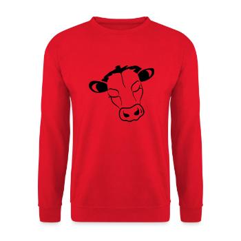 Schlafende Kuh Kuhliebhaber Bauer Geschenkidee - Unisex Pullover - Rot - Vorne - Alina (178cm) & Michal (187cm)