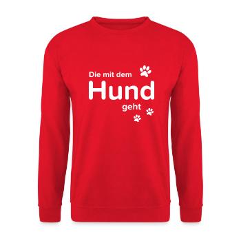 Dog Hund - Unisex Pullover - Rot - Vorne - Alina (178cm) & Michal (187cm)