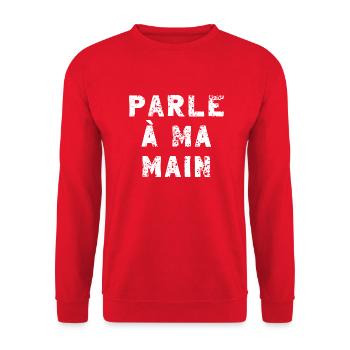 Funny saying french gift Hand Naughty - Unisex Sweatshirt - red - Front - Alina (178cm) & Michal (187cm)