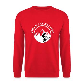 j'peux pas j'ai vélo - Sweat-shirt Unisexe - rouge - Devant - Alina (178cm) & Michal (187cm)