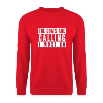 Die Ziegen rufen, ich muss los - Unisex Pullover - Rot - Vorne - Alina (178cm) & Michal (187cm)