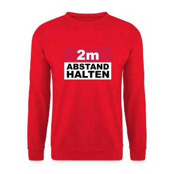2m Abstand halten - Unisex Pullover - Rot - Vorne - Alina (178cm) & Michal (187cm)