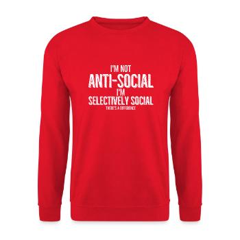 Je ne suis pas anti social, je suis sélectivement sociale - Sweat-shirt Unisexe - rouge - Devant - Alina (178cm) & Michal (187cm)