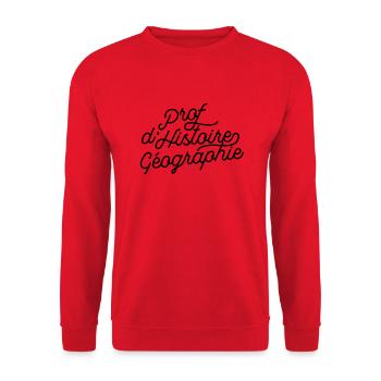 Prof d'Histoire Géographie - Sweat-shirt Unisexe - rouge - Devant - Alina (178cm) & Michal (187cm)