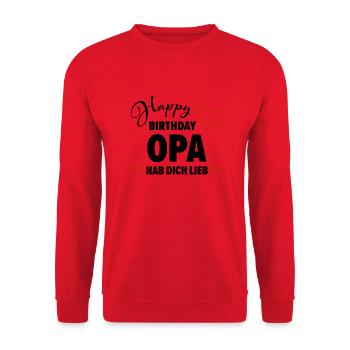 Happy Birthday Opa Hab dich lieb Baby Geschenk - Unisex Pullover - Rot - Vorne - Alina (178cm) & Michal (187cm)