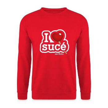 I love Sucé (sur Erdre) - Sweat-shirt Unisexe - rouge - Devant - Alina (178cm) & Michal (187cm)