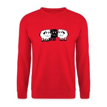 Schwarzes Schaf 3 Freunde Team Crew Schäfchen Süß - Unisex Pullover - Rot - Vorne - Alina (178cm) & Michal (187cm)