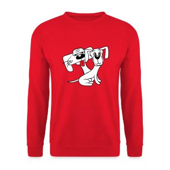 2 Dogs Looking Funny Funny Silly Sitting Cool - Unisex Sweatshirt - red - Front - Alina (178cm) & Michal (187cm)