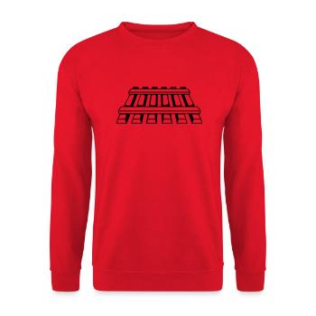 Gleis Schienen Strecke - Unisex Pullover - Rot - Vorne - Alina (178cm) & Michal (187cm)