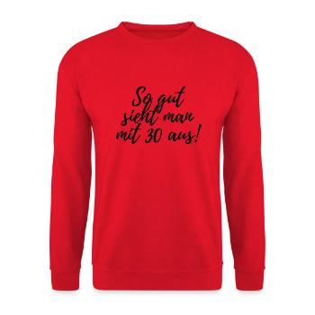 30. Geburtstag - Unisex Pullover - Rot - Vorne - Alina (178cm) & Michal (187cm)