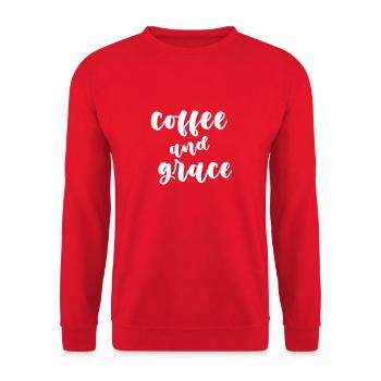 Coffee And Grace white - Unisex Sweatshirt - red - Front - Alina (178cm) & Michal (187cm)
