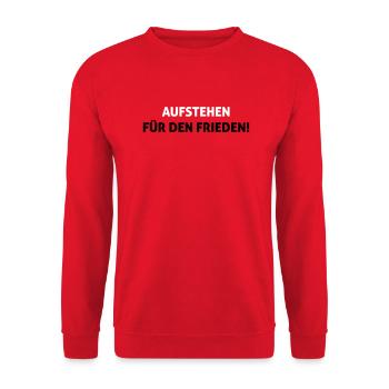 Aufstehen für den Frieden! - Unisex Pullover - Rot - Vorne - Alina (178cm) & Michal (187cm)
