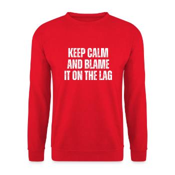 Keep Calm And Blame It On The Lag Funny Gaming - Unisex Sweatshirt - red - Front - Alina (178cm) & Michal (187cm)