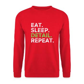 Essen Schlaf Detail Wiederholen - Unisex Pullover - Rot - Vorne - Alina (178cm) & Michal (187cm)