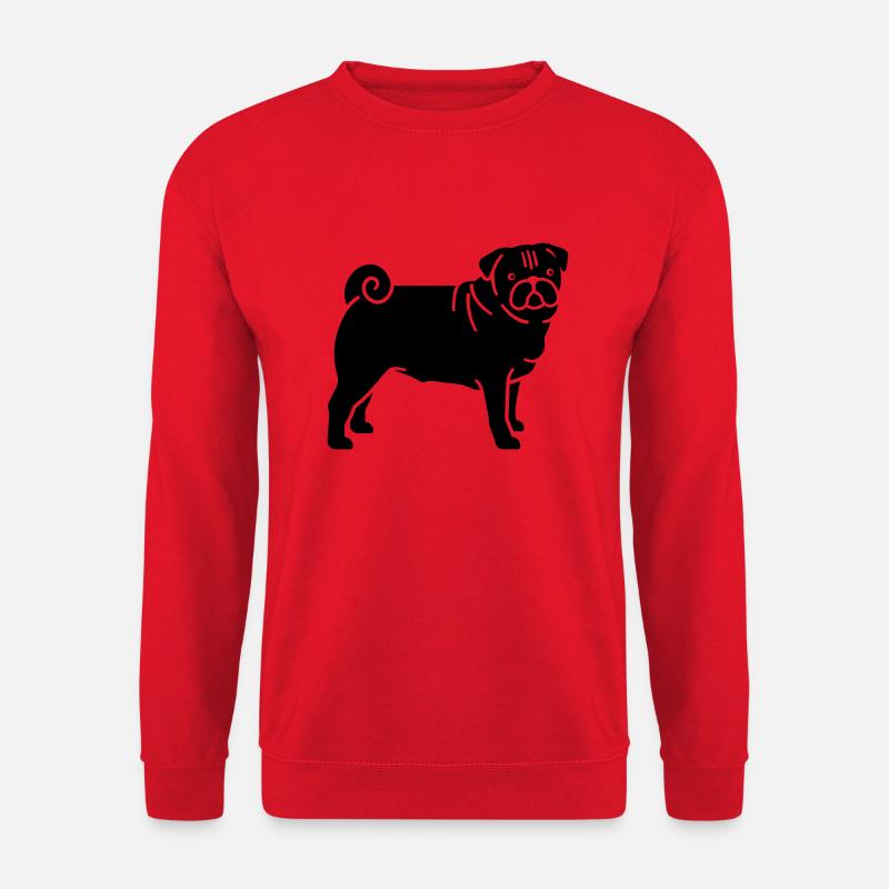 Niedlicher Mops als Silhouette - Unisex Pullover - Rot