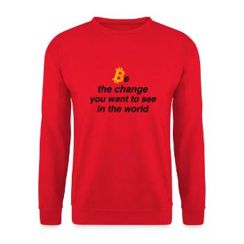 Be the change - Unisex Pullover - Rot - Vorne - Alina (178cm) & Michal (187cm)