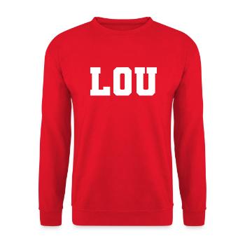Nom - Lou - Sweat-shirt Unisexe - rouge - Devant - Alina (178cm) & Michal (187cm)