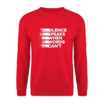 Schweigen spricht, wenn Worte es nicht können - Deep Thinker - Unisex Pullover - Rot - Vorne - Alina (178cm) & Michal (187cm)