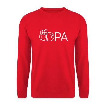 Opa Bowling Geschenkidee - Unisex Pullover - Rot - Vorne - Alina (178cm) & Michal (187cm)
