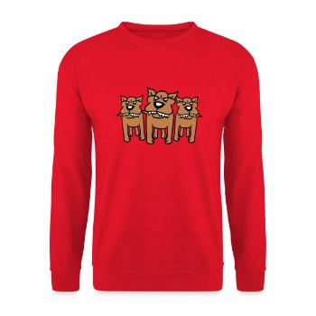 3 Nasty Dogs Team Three Friends Crew - Unisex Sweatshirt - red - Front - Alina (178cm) & Michal (187cm)