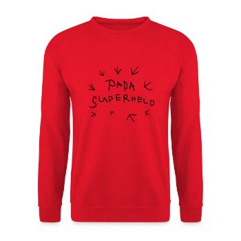 Papa Superheld Vatertag - Unisex Pullover - Rot - Vorne - Alina (178cm) & Michal (187cm)