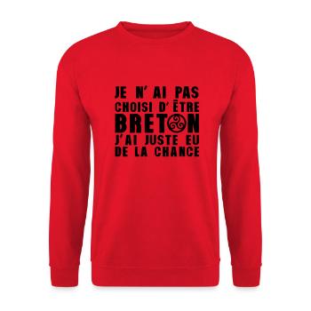 pas choisi etre breton juste chance expression - Sweat-shirt Unisexe - rouge - Devant - Alina (178cm) & Michal (187cm)