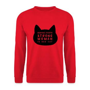 Derrière chaque femme forte se trouve son chat - Sweat-shirt Unisexe - rouge - Devant - Alina (178cm) & Michal (187cm)