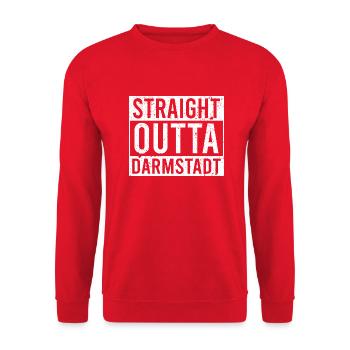 Straight outta Darmstadt - Unisex Pullover - Rot - Vorne - Alina (178cm) & Michal (187cm)