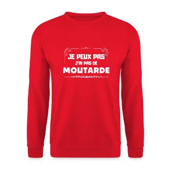 Je peux pas j'ai pas de moutarde, design drôle. - Sweat-shirt Unisexe - rouge - Devant - Alina (178cm) & Michal (187cm)