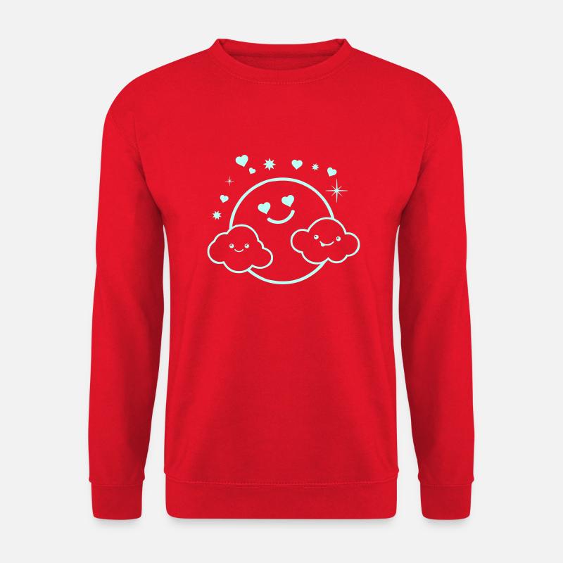 moon clouds hearts copy - Unisex Sweatshirt - red