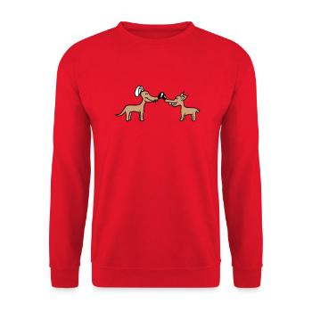 2 Dogs Big Nose Greeting Team Two Friends Crew - Unisex Sweatshirt - red - Front - Alina (178cm) & Michal (187cm)