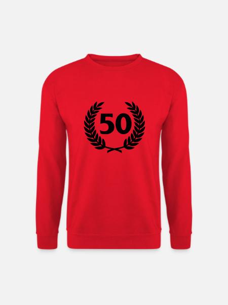 Lorbeerkranz & Zahl (50) - Unisex Pullover - Rot
