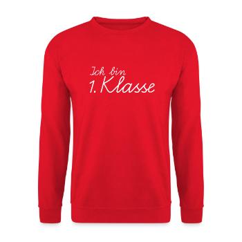 School enrollment I am 1st grade cursive handwriting - Unisex Sweatshirt - red - Front - Alina (178cm) & Michal (187cm)
