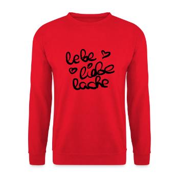 Lebe Liebe Lache - Unisex Pullover - Rot - Vorne - Alina (178cm) & Michal (187cm)