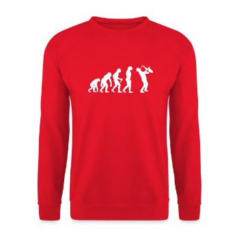 Evolution Saxophon Sax Herren Jungen Saxophonist - Unisex Pullover - Rot - Vorne - Alina (178cm) & Michal (187cm)