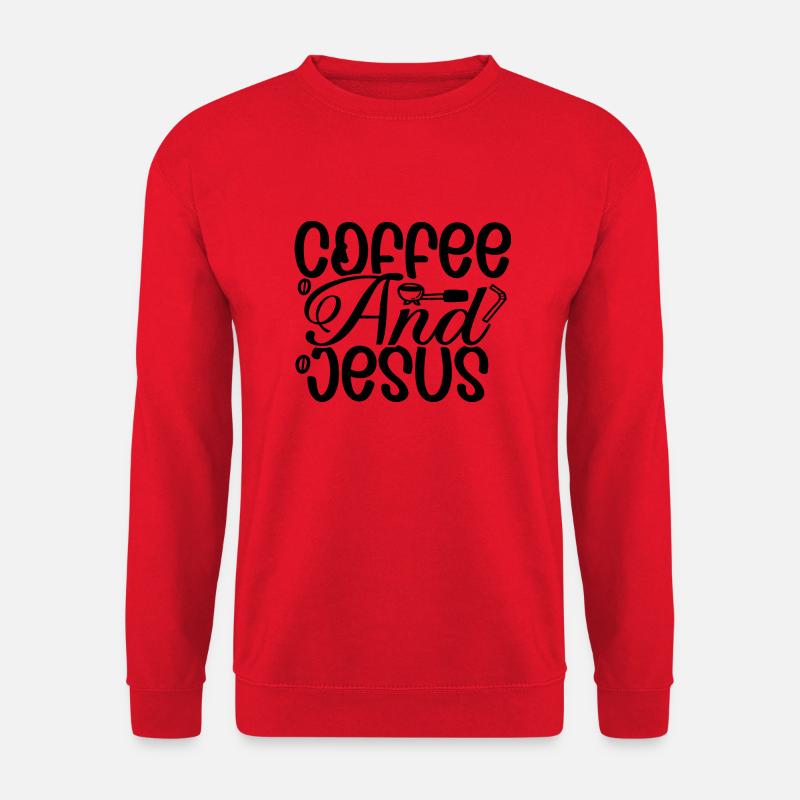 Coffee and Jesus - Unisex Pullover - Rot