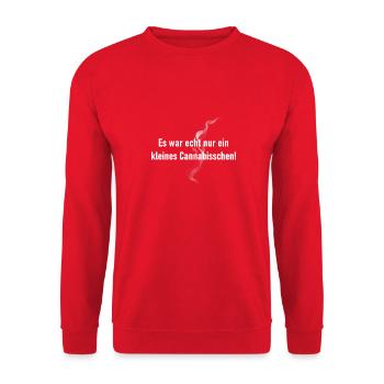Es war echt nur ein kleines Cannabisschen - Unisex Pullover - Rot - Vorne - Alina (178cm) & Michal (187cm)